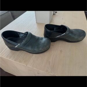 Dansko Black Leather Work Clogs